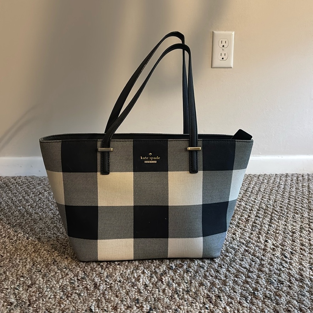 Kate Spade Black and White Geometric Tote Bag